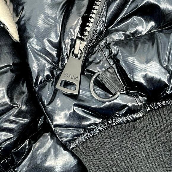SAM. Ellie Down Jacket Caviar Black Puffer Bomber Shearling Outdoors Coat XS - Picture 5 of 16